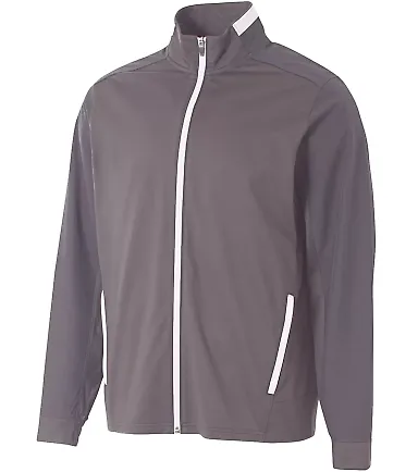 A4 Apparel N4261 Adult League Full Zip Jacket GRAPHITE/ WHITE front view