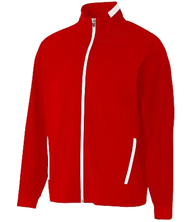 A4 Apparel N4261 Adult League Full Zip Jacket SCARLET/ WHITE front view