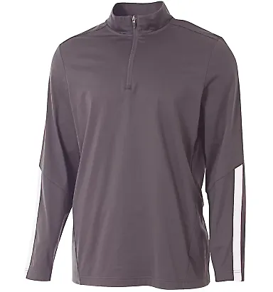 A4 Apparel N4262 Adult League 1/4 Zip Jacket GRAPHITE/ WHITE front view