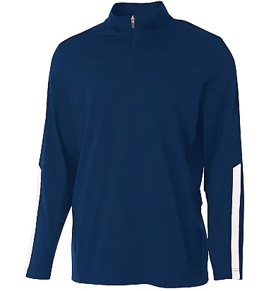 A4 Apparel N4262 Adult League 1/4 Zip Jacket NAVY/ WHITE front view