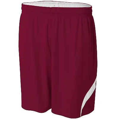 A4 Apparel N5364 Adult Performance Doubl/Double Re MAROON WHITE front view