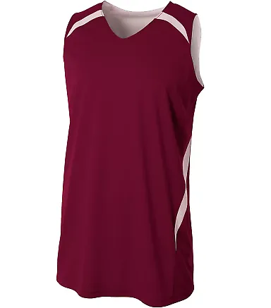 A4 Apparel NB2372 Youth Performance Double/Double  MAROON WHITE front view
