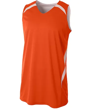 A4 Apparel NB2372 Youth Performance Double/Double  ORANGE/ WHITE front view