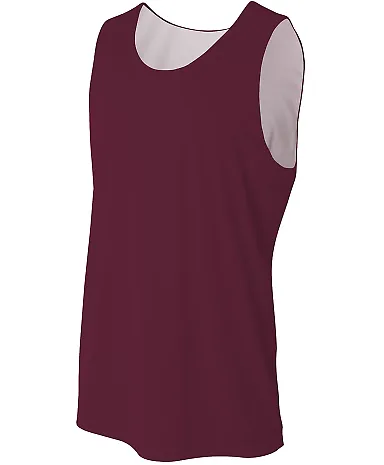 A4 Apparel NB2375 Youth Performance Jump Reversibl MAROON WHITE front view