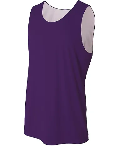 A4 Apparel NB2375 Youth Performance Jump Reversibl PURPLE/ WHITE front view