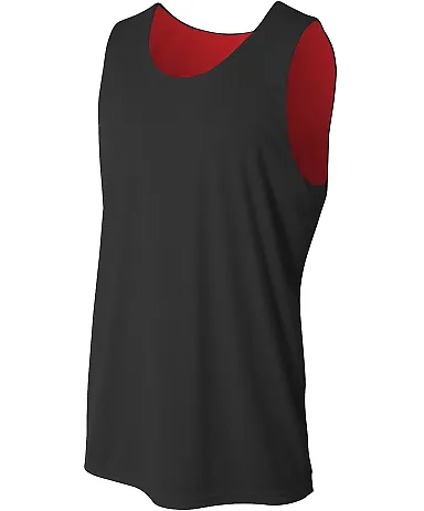 A4 Apparel NB2375 Youth Performance Jump Reversibl BLACK/ RED front view
