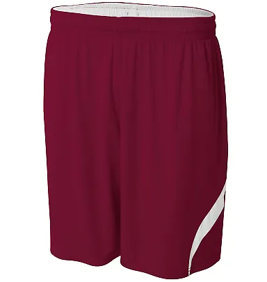 A4 Apparel NB5364 Youth Performance Double/Double  MAROON WHITE front view