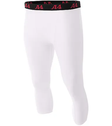 A4 Apparel NB6202 Youth Polyester/Spandex Compress WHITE front view
