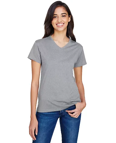A4 Apparel NW3381 Ladies' Topflight Heather V-Neck ATHLETIC HEATHER front view