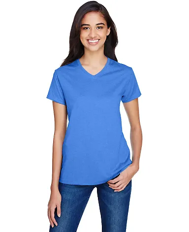 A4 Apparel NW3381 Ladies' Topflight Heather V-Neck ROYAL front view