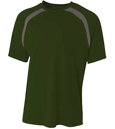 A4 Apparel N3001 Men's Spartan Short Sleeve Color  FOREST/ GRAPHITE front view