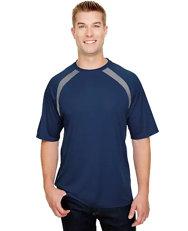 A4 Apparel N3001 Men's Spartan Short Sleeve Color  NAVY/ GRAPHITE front view