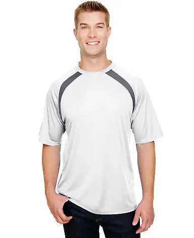 A4 Apparel N3001 Men's Spartan Short Sleeve Color  WHITE/ GRAPHITE front view
