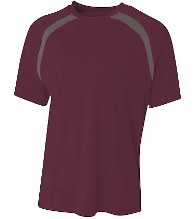 A4 Apparel N3001 Men's Spartan Short Sleeve Color  MAROON/ GRAPHITE front view