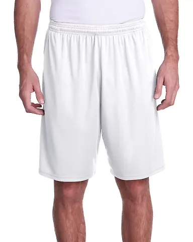 A4 Apparel N5005 Men's Color Block Pocketed  Short WHITE/ GRAPHITE front view