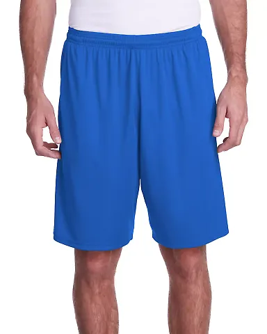 A4 Apparel N5005 Men's Color Block Pocketed  Short ROYAL/ GRAPHITE front view