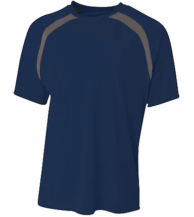 A4 Apparel NB3001 Boy's Spartan Short Sleeve Color NAVY/ GRAPHITE front view