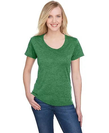 A4 Apparel NW3010 Ladies' Tonal Space-Dye T-Shirt KELLY front view