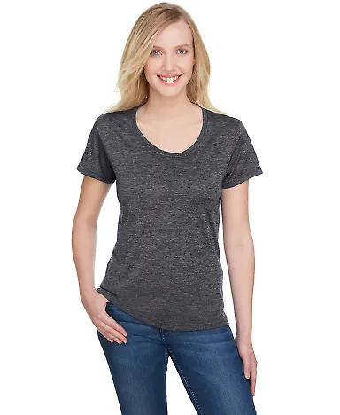 A4 Apparel NW3010 Ladies' Tonal Space-Dye T-Shirt CHARCOAL front view