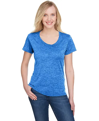 A4 Apparel NW3010 Ladies' Tonal Space-Dye T-Shirt LIGHT BLUE front view