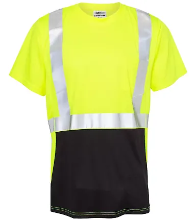 ML Kishigo 9162 Black Bottom Class 2 T-Shirt Lime front view