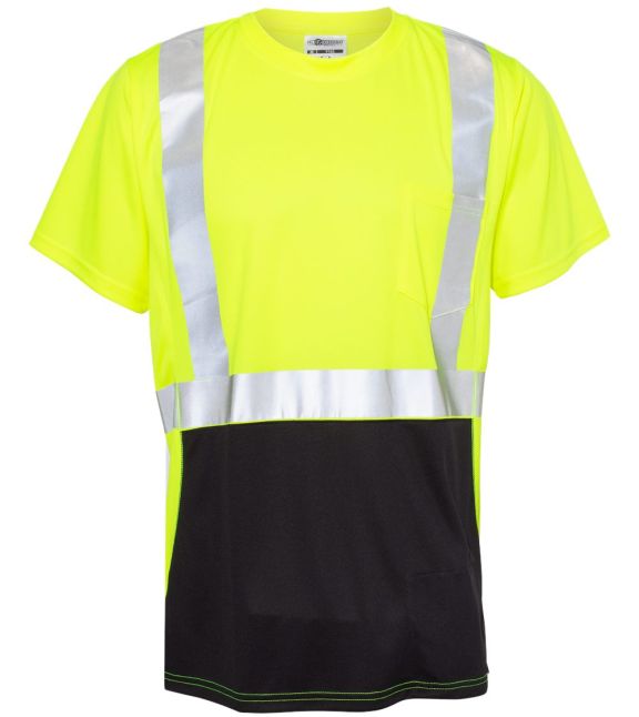 ML Kishigo 9162 Black Bottom Class 2 T-Shirt in Lime