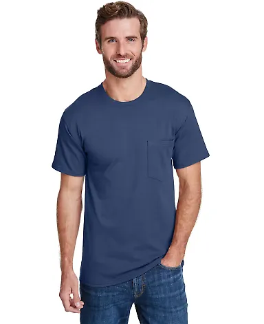 Hanes W110 Workwear Short Sleeve Pocket T-Shirt in Navy front view
