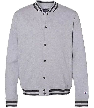 Champion Clothing CO100 Unisex Bomber Jacket Oxford Grey/ Charcoal Heather front view