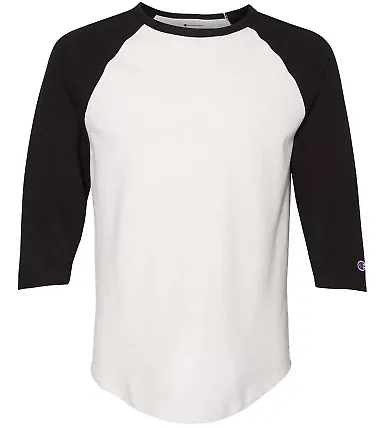 Champion Clothing CP75 Premium Fashion Baseball T- Chalk White/ Black front view