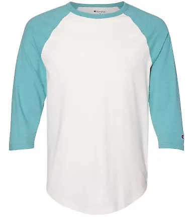 Champion Clothing CP75 Premium Fashion Baseball T- Chalk White/ Bright Sage front view