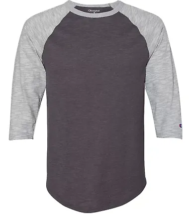 Champion Clothing CP75 Premium Fashion Baseball T- Charcoal Heather/ Oxford Grey front view
