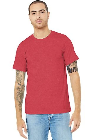 Bella + Canvas 3001CVC Unisex Short Sleeve Heather in Heather red front view