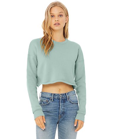 Bella + Canvas 7503 Women's Cropped Crew Fleece DUSTY BLUE front view