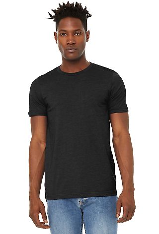 Bella + Canvas 3301 Unisex Sueded Tee in Black heather front view