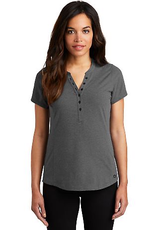 Ogio LOG136 OGIO Ladies Tread Henley Blacktop Hthr front view