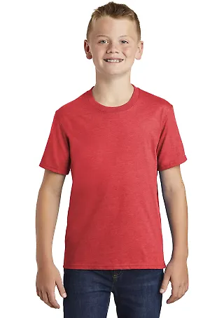 Port & Company PC455Y Youth Fan Favorite Blend Tee Brt Red Hthr front view