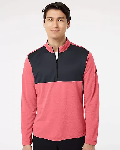 Adidas Golf Clothing A280 Lightweight UPF pullover Power Red Heather/ Carbon front view