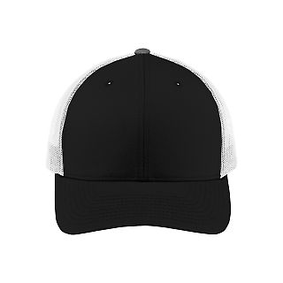 Sport Tek STC39 Sport-Tek  Yupoong  Retro Trucker  in Black/white front view