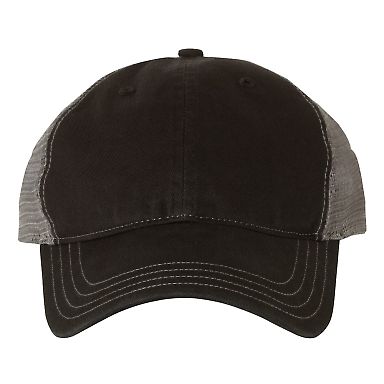 Richardson Hats 111 Garment-Washed Trucker Cap Black/ Charcoal front view