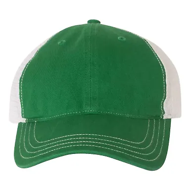 Richardson Hats 111 Garment-Washed Trucker Cap in Kelly/ white front view