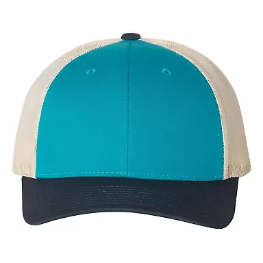 Richardson Hats 115 Low Pro Trucker Cap in Blue teal/ birch/ navy front view