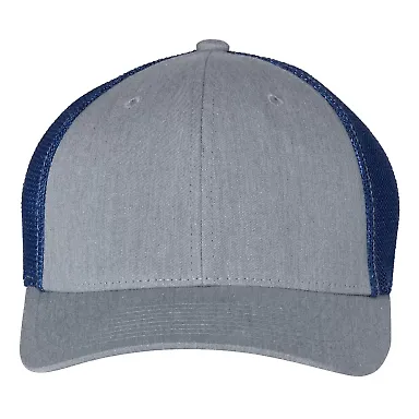 Richardson 110 Fitted Trucker Hat with R-Flex in Heather grey/ royal front view