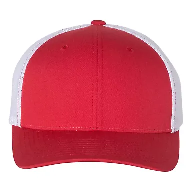 Richardson 110 Fitted Trucker Hat with R-Flex in Red/ white front view