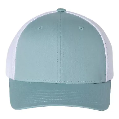 Richardson 110 Fitted Trucker Hat with R-Flex in Smoke blue/ white front view