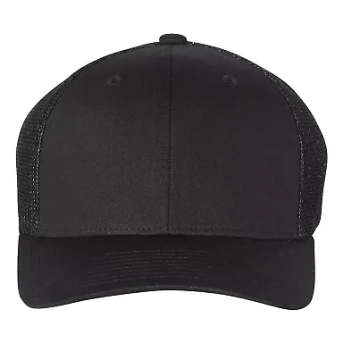 Richardson 110 Fitted Trucker Hat with R-Flex in Black front view