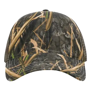 Richardson Hats 111P Washed Printed Trucker Cap in Shadow grass habitat/ brown front view