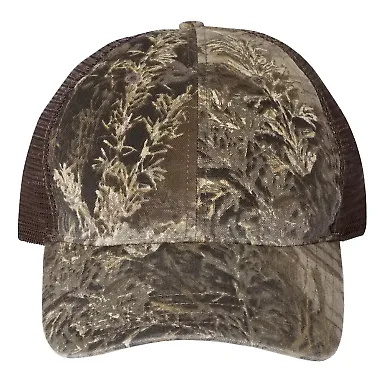 Richardson Hats 111P Washed Printed Trucker Cap in Realtree max-1/ brown front view