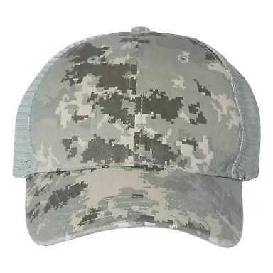Richardson Hats 111P Washed Printed Trucker Cap in Military digital camo/ light green front view