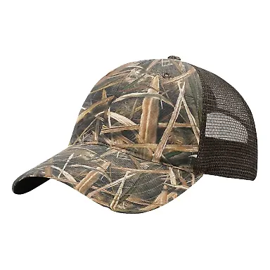 Richardson Hats 111P Washed Printed Trucker Cap in Shadow grass blades/ brown front view