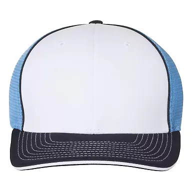 Richardson Hats 172 Fitted Pulse Sportmesh Cap wit White/ Columbia Blue/ Navy Tri front view